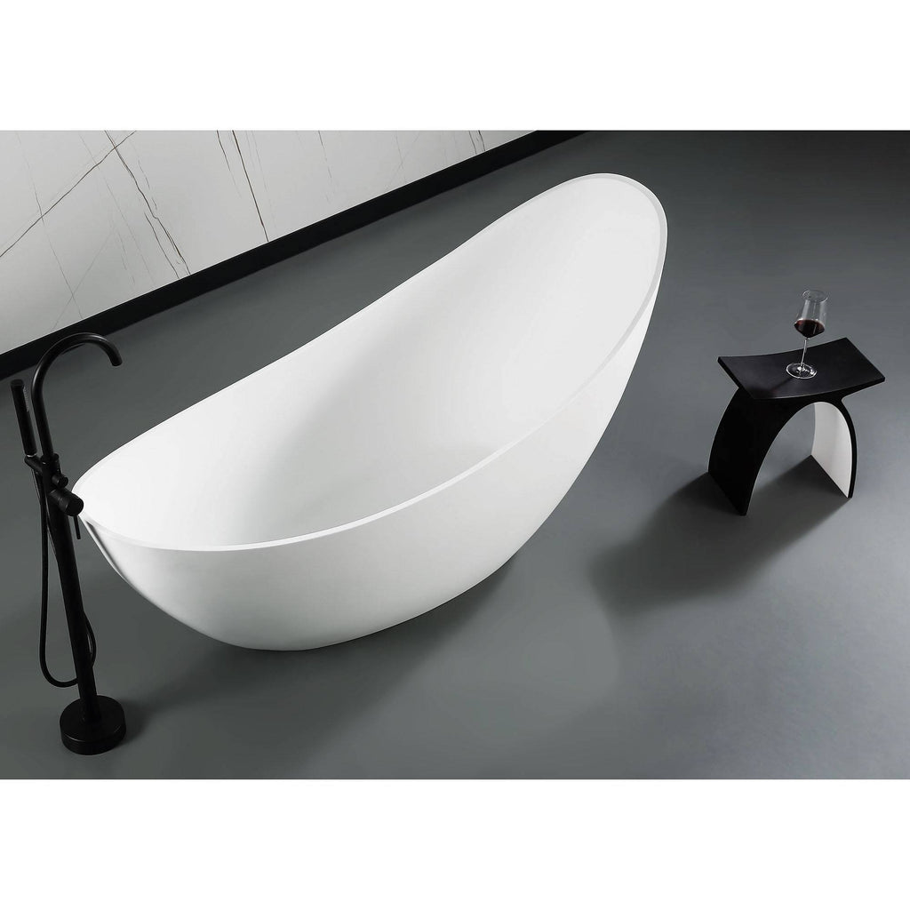 Black Matte & White Arched Solid Surface Resin Bathroom Stool C4585