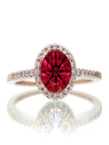 1.5 Carat Round Ruby and Diamond Vintage Engagement Ring on 10k Rose Gold T367225