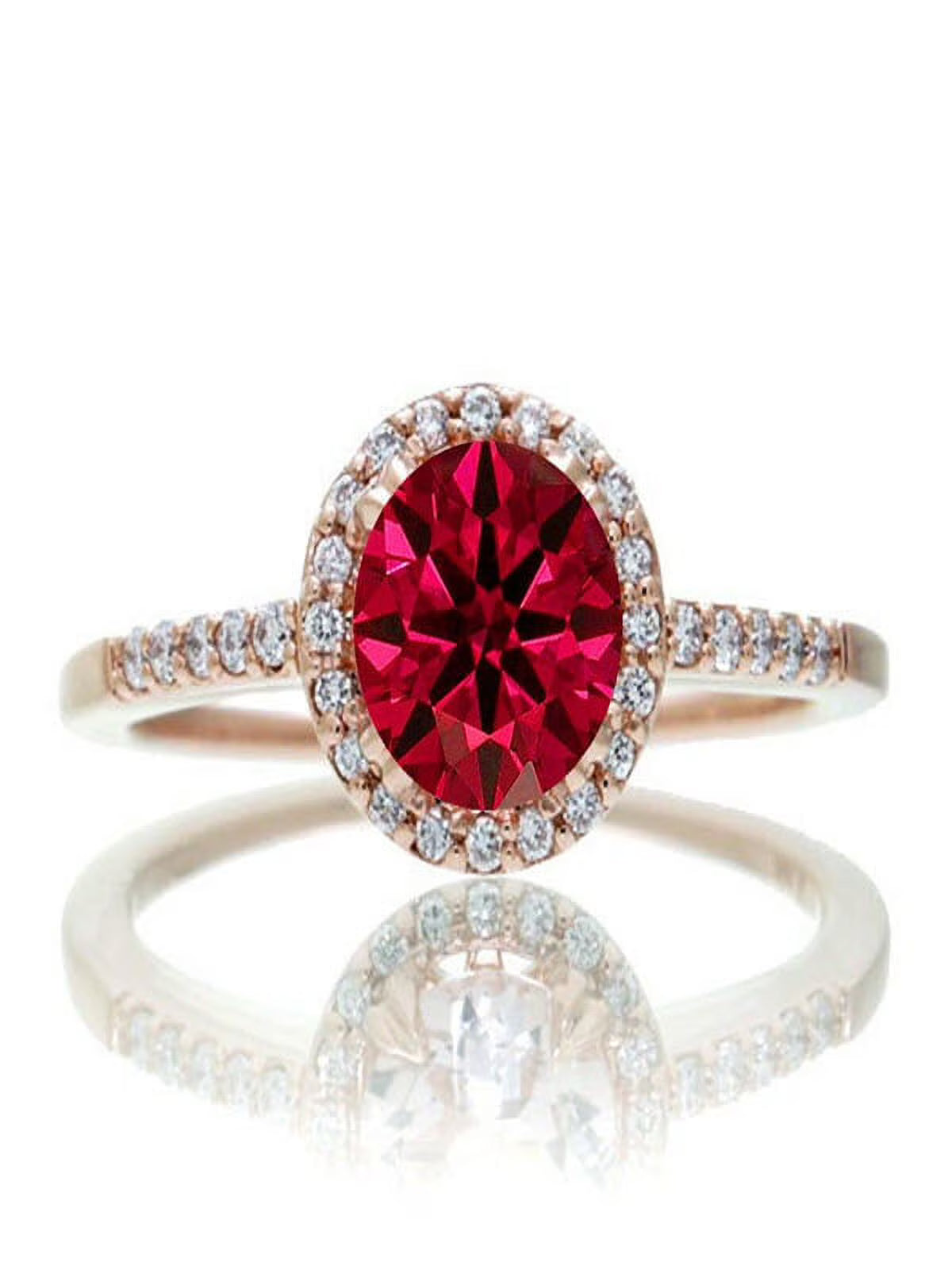 1.5 Carat Round Ruby and Diamond Vintage Engagement Ring on 10k Rose Gold T367225