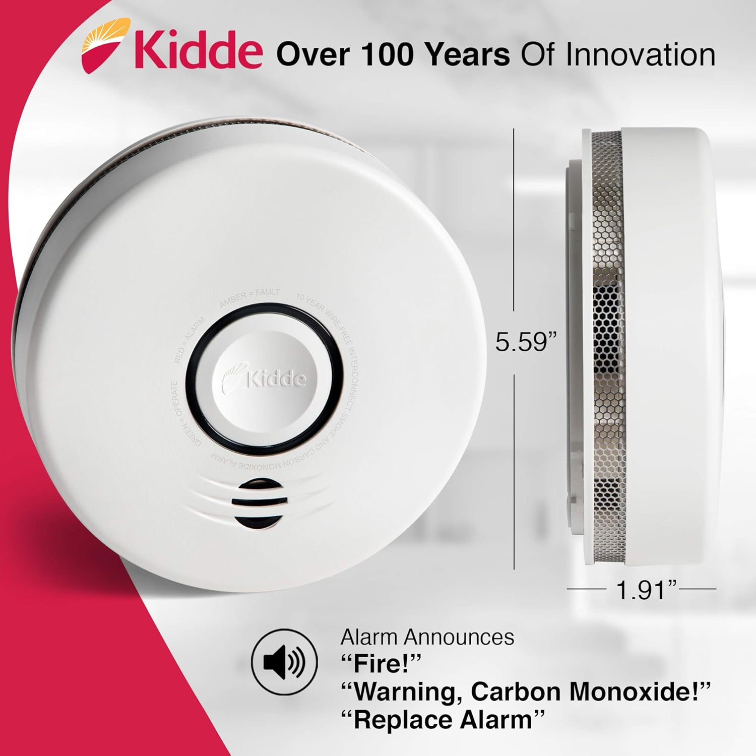 Lithium Battery Powered Combination Smoke & Carbon Monoxide Alarm J5443