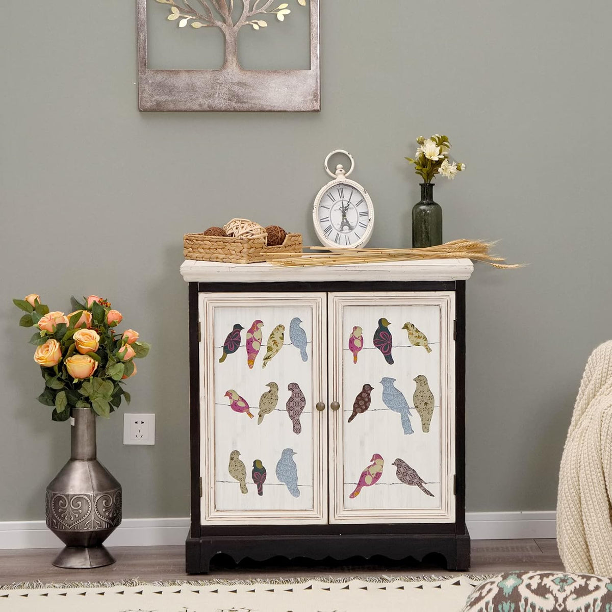 White Accent Cabinet with 2 Doors Storage Sideboard Buffet Cabinet N233