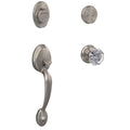 Satin Nickel Single Cylinder Door Handleset with Glass Door Knob A26202