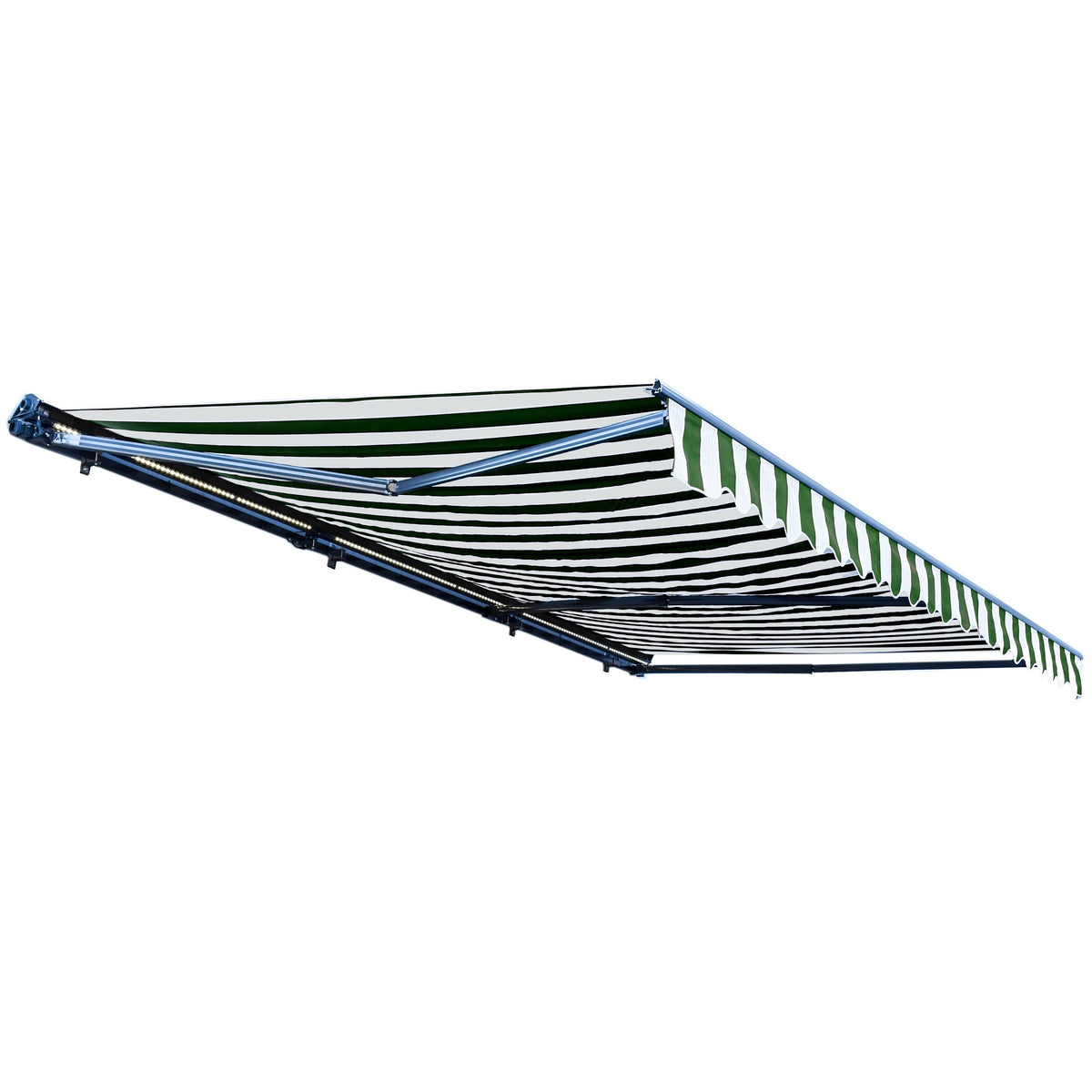 Motorized LED Half Cassette Retractable Awning 10 x 8 Feet Green/White J664083