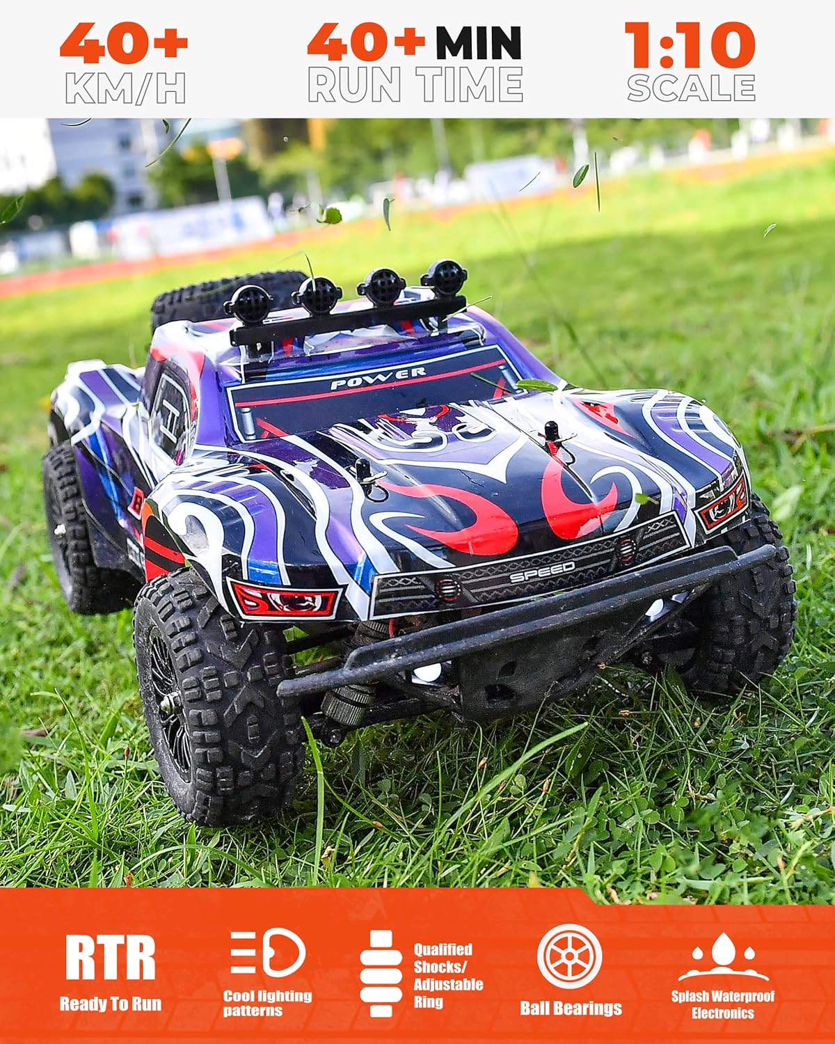 1:10 Scale 4WD Remote Control Monster Truck with 2 Rechargeable Batteries S2317