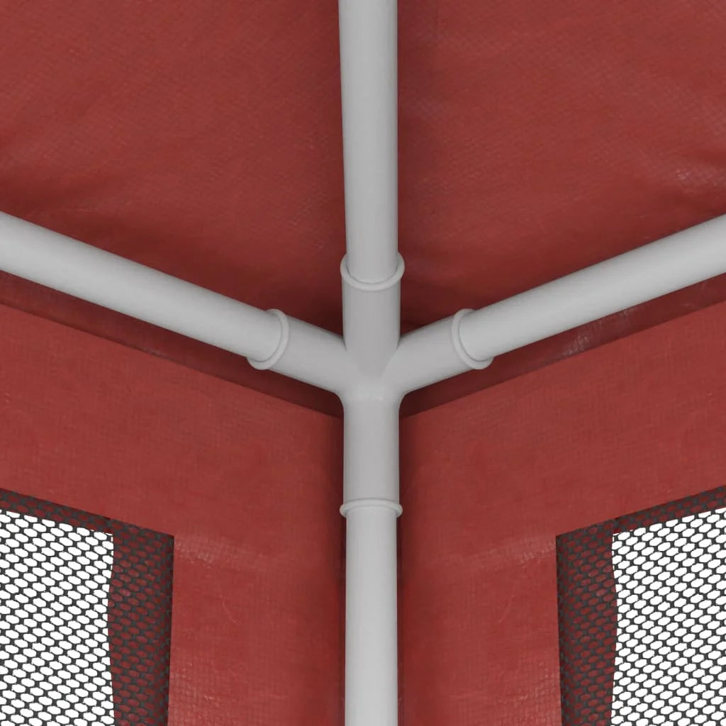 Red Party Tent with 4 Mesh Sidewalls 6.6'x6.6' HDPE G829057