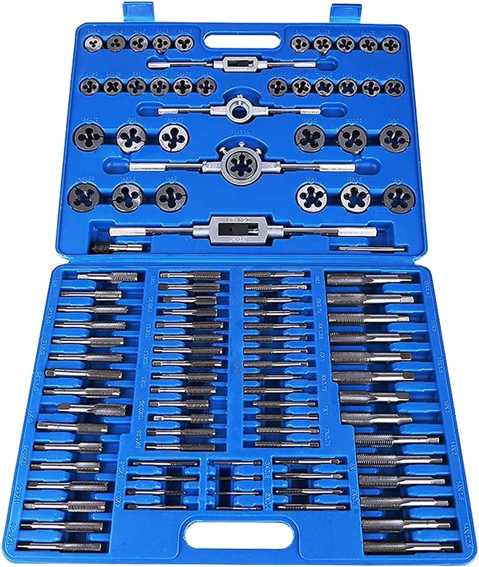 110PCS Hardened Alloy Steel Metric Tap and Die Rethreading Tool Set with Storage Case F500