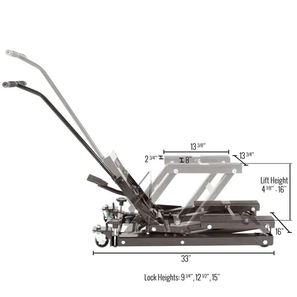 Black Widow Foot-Operated Motorcycle or ATV Lift Jack Stand H542