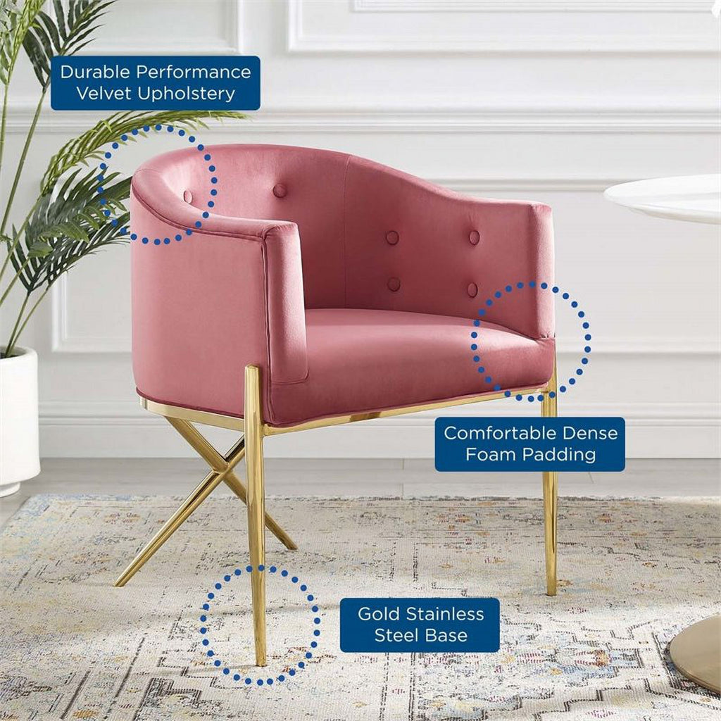 Pink Velvet Tufted Accent Dining Arm Chair M366