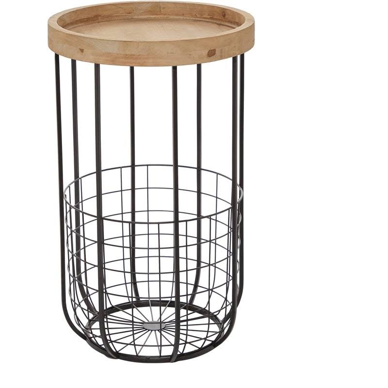 Black Industrial Metal Accent Table R53836