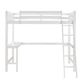 White Twin Size Loft Bed with Desk T60613