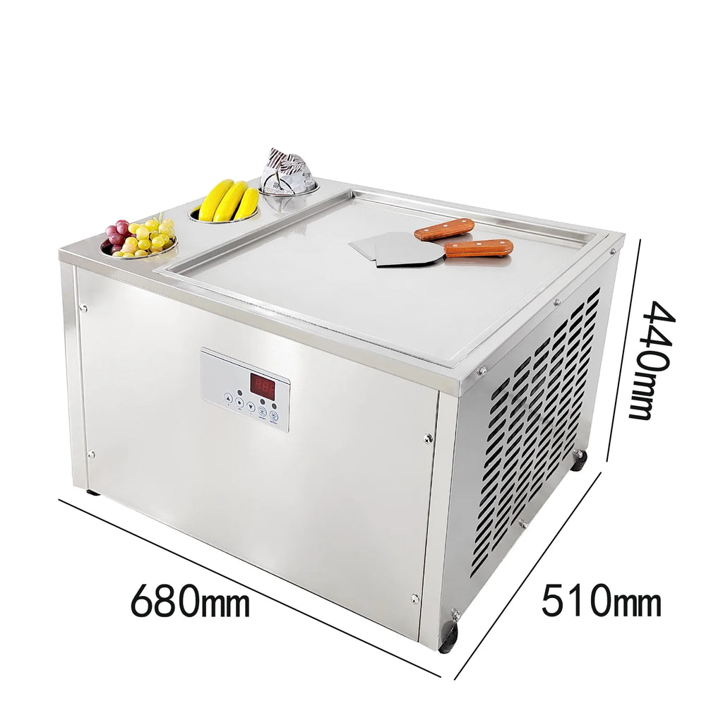 18"x18" Single Pan Roll Ice Cream Machine with 3 Buckets A766