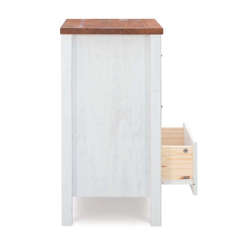 White Distressed Wood Three Drawer Chest M139303