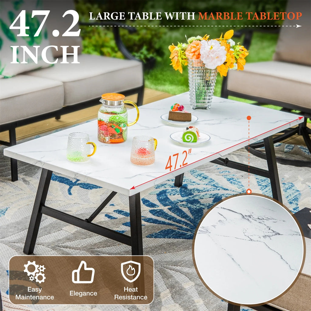 Beige 5-Seat Outdoor Patio Conversation Sofa Set W65008