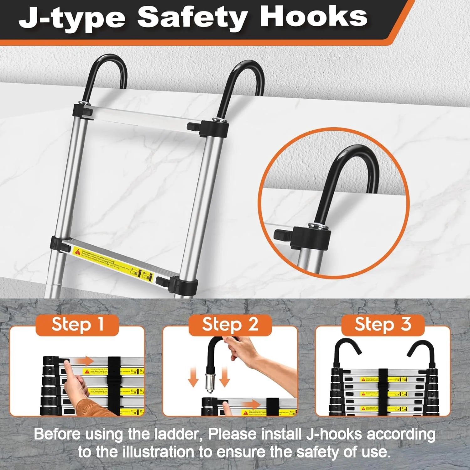12.5 FT Aluminum Telescoping Ladder with Stabilizers V55279