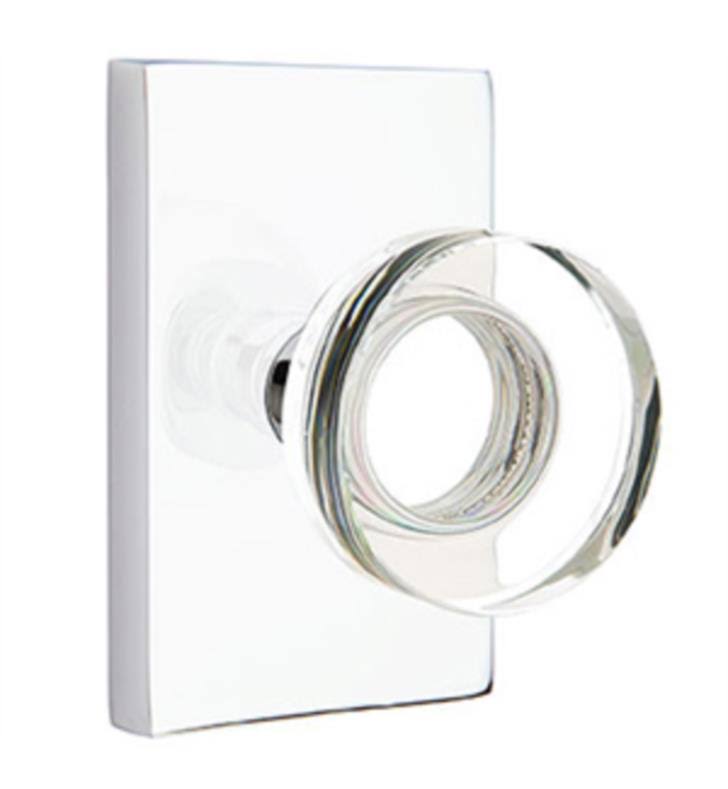 Octagon Knob Passage with Modern Rectangular Rose Satin Nickel Finish N9355