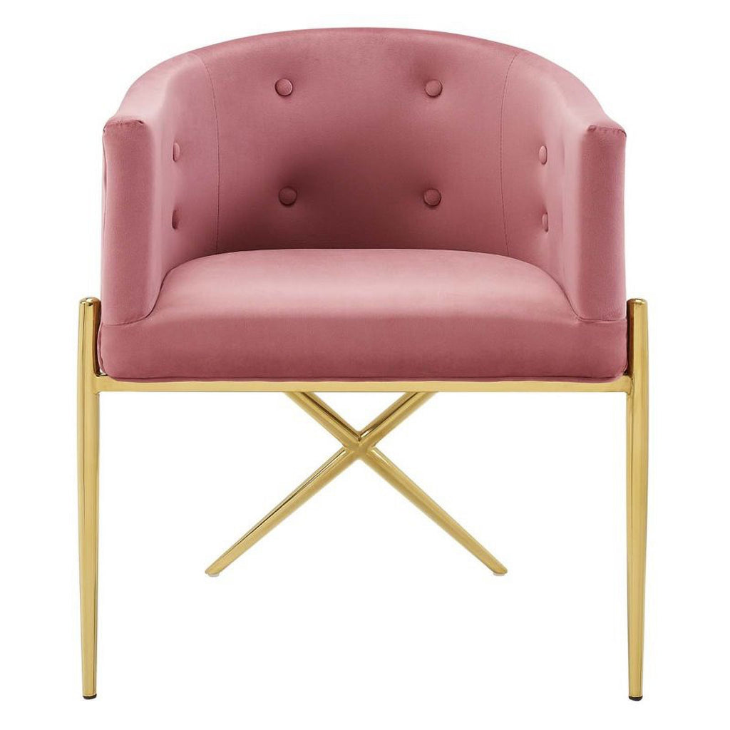 Pink Velvet Tufted Accent Dining Arm Chair M366