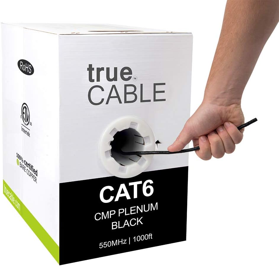 Cat6 Plenum 1000ft Green 23AWG 4 Pair Solid Bare Copper Bulk Ethernet Cable R9293