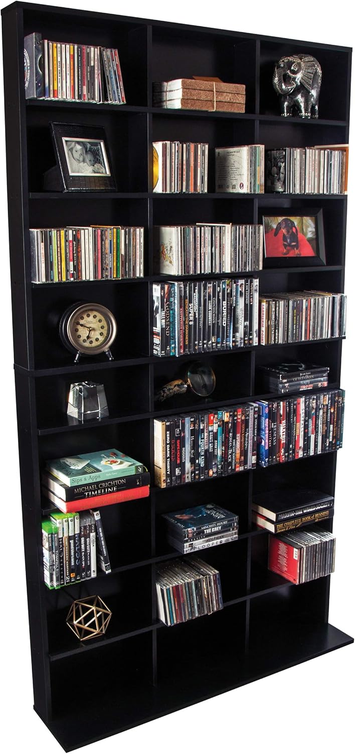 Black Media Storage Tower Cabinet O4065