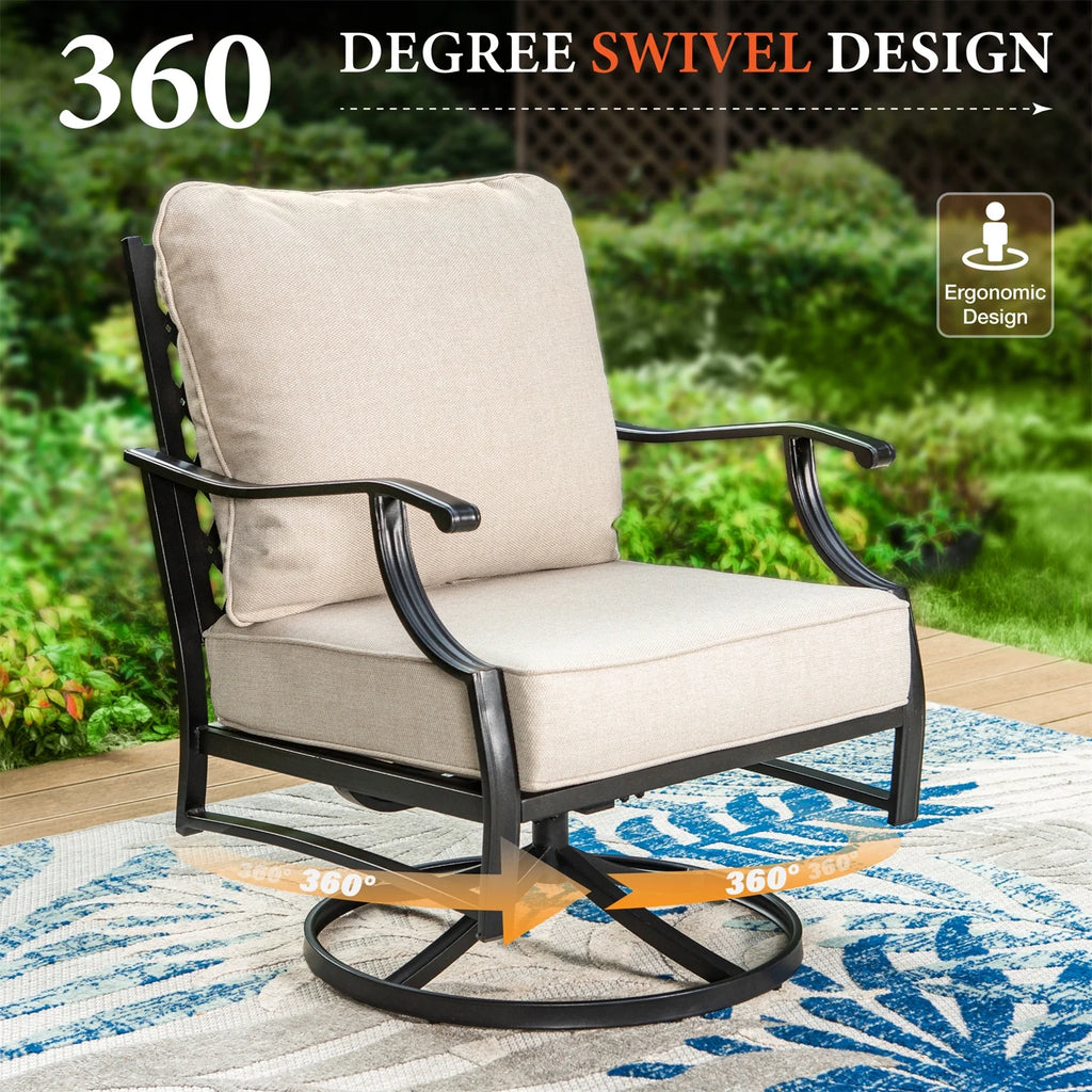Beige 5-Seat Outdoor Patio Conversation Sofa Set W65008