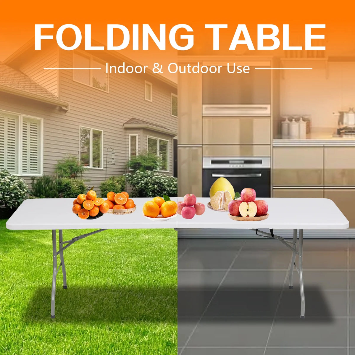 White 8ft Plastic Folding Table O656077
