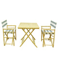 Blue Stripes 3-Piece Bamboo Patio Set Y376
