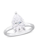 Lab-Created Pear-Cut Moissanite Engagement Ring in Sterling Silver W96425