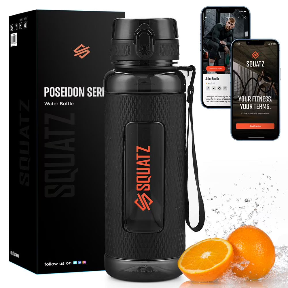 1100ml Sports Water Bottle with Strainer (Black) Y2963