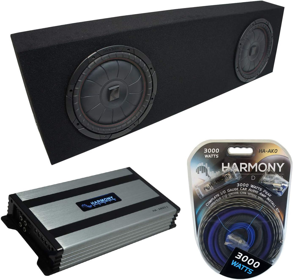 Dual 12 Black Sub Box Enclosure & Amp J949