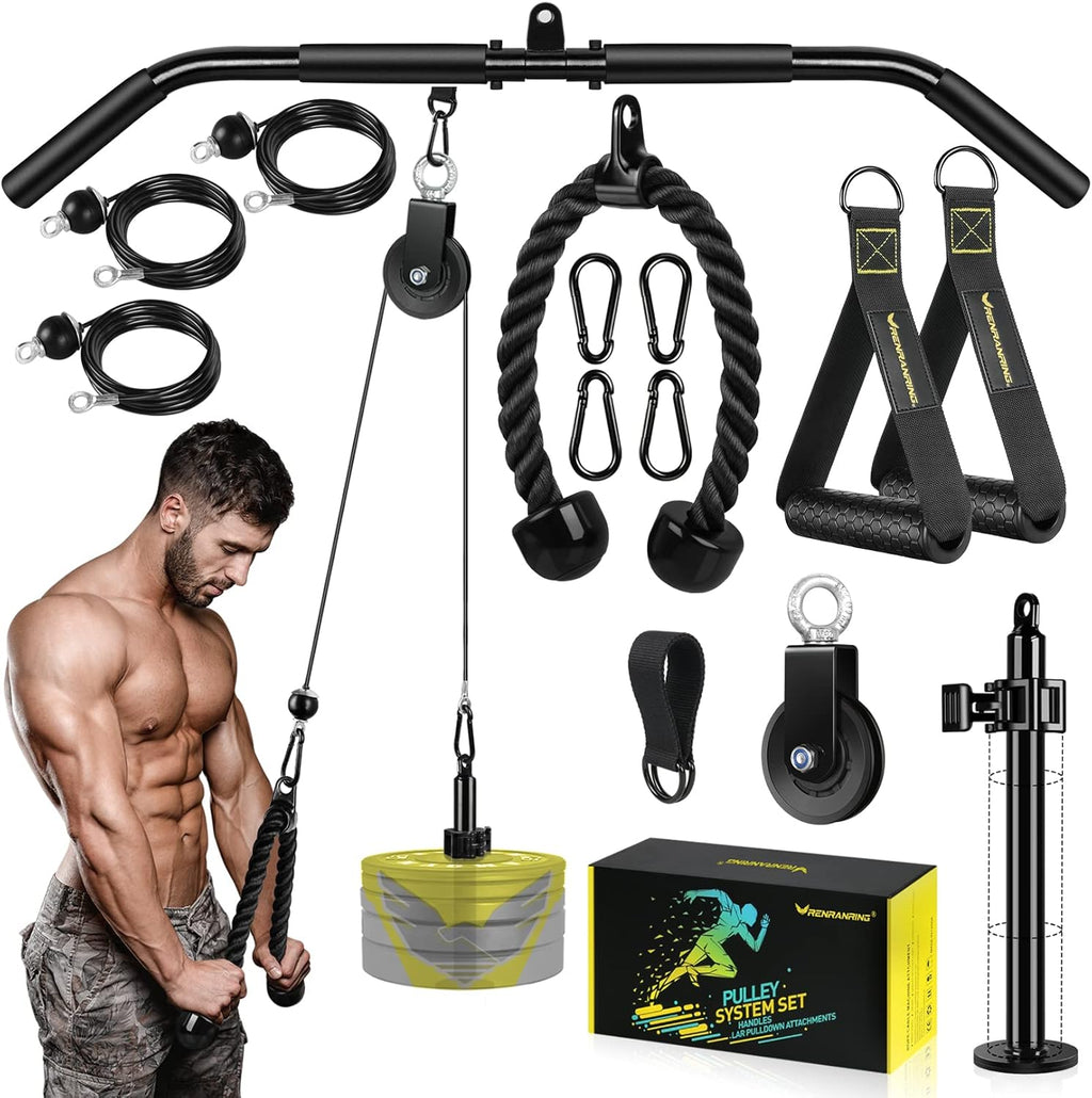 LAT Pull Down Cable Machine Attachments with Loading Pin, Handle and Tricep Rope N335112