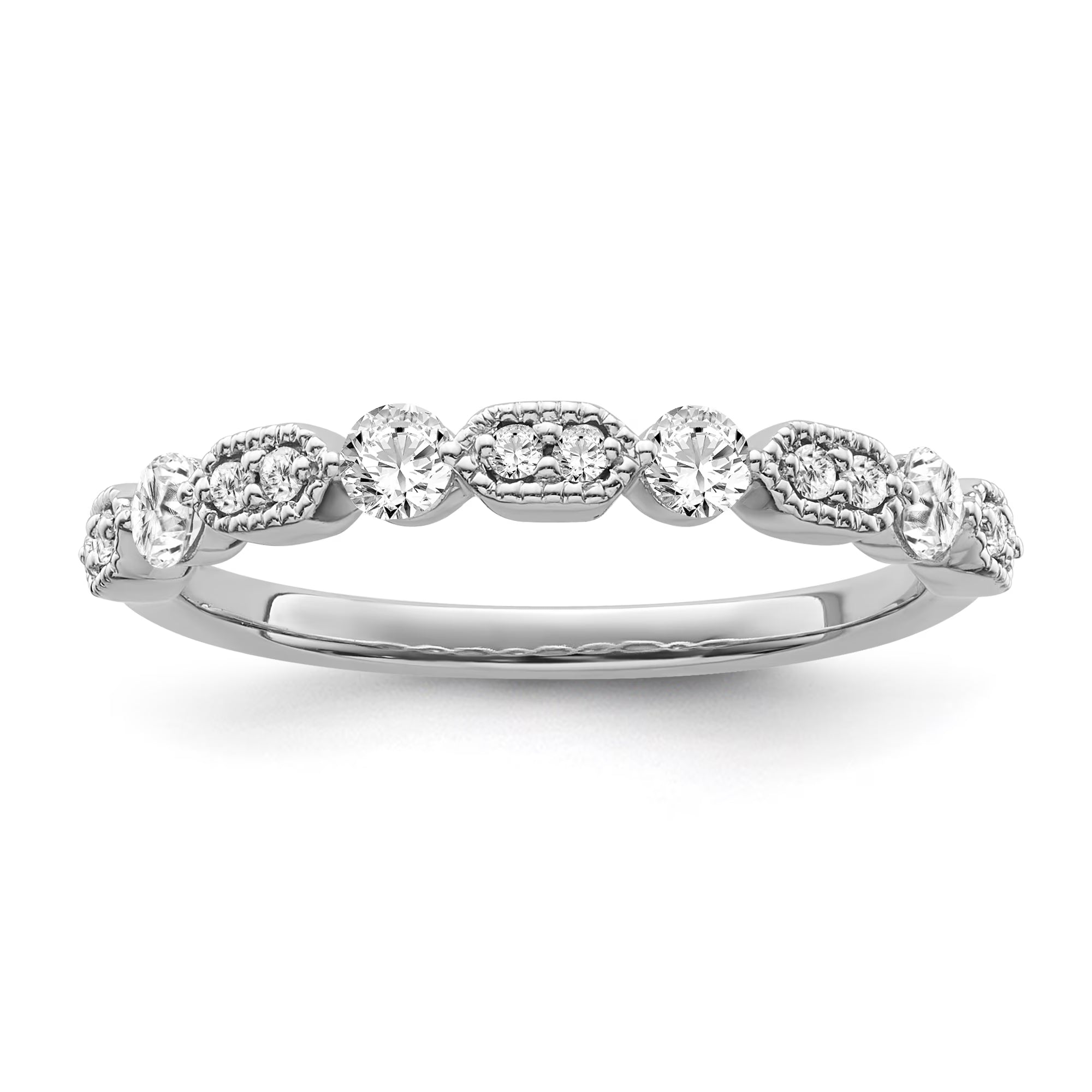 14K White Gold Diamond Band Ring Size 7 Y9165