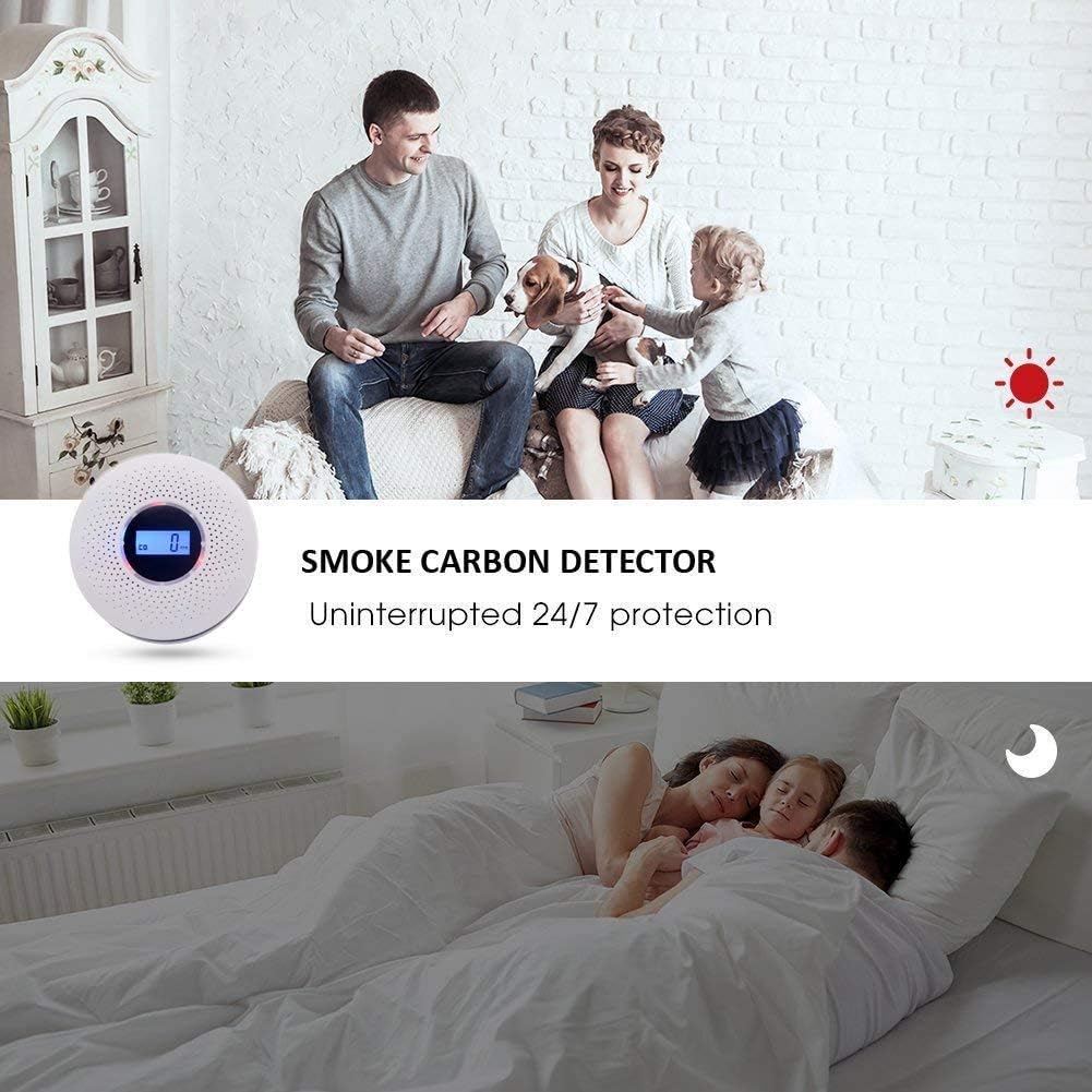 Smoke and Carbon Monoxide Detector Alarm, 3 Pack, LCD Display, Battery Operated O89663