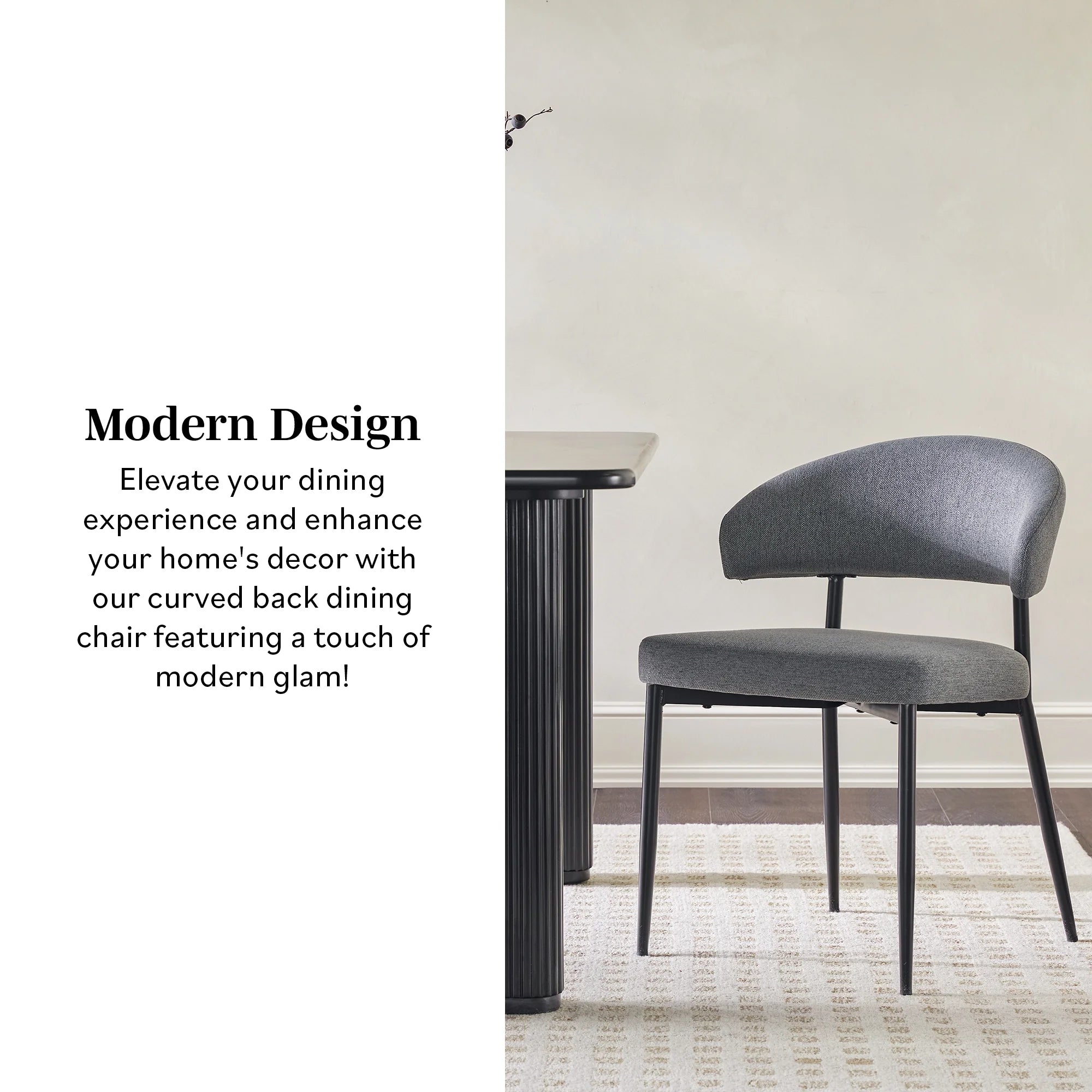 Charcoal Upholstered Dining Chair, Set of 2 W953212
