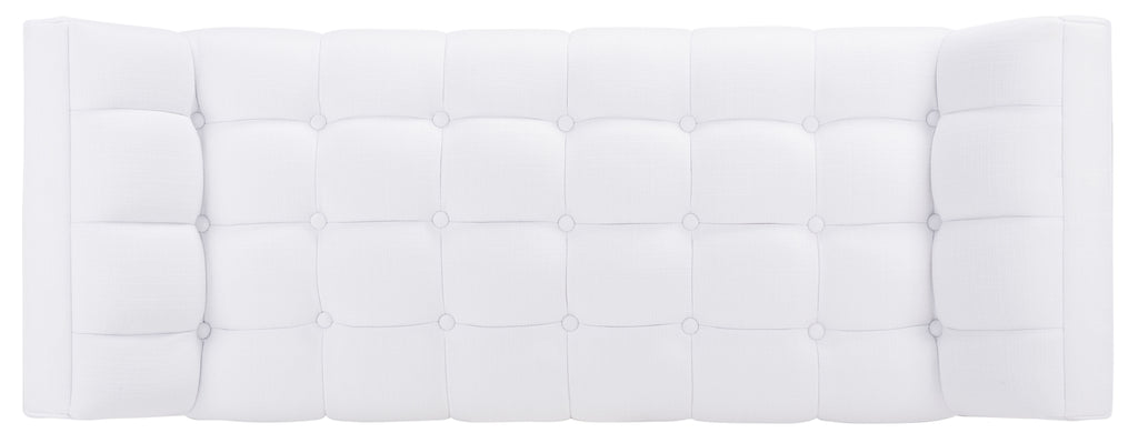 White Solid Tufted Linen Bench W7896