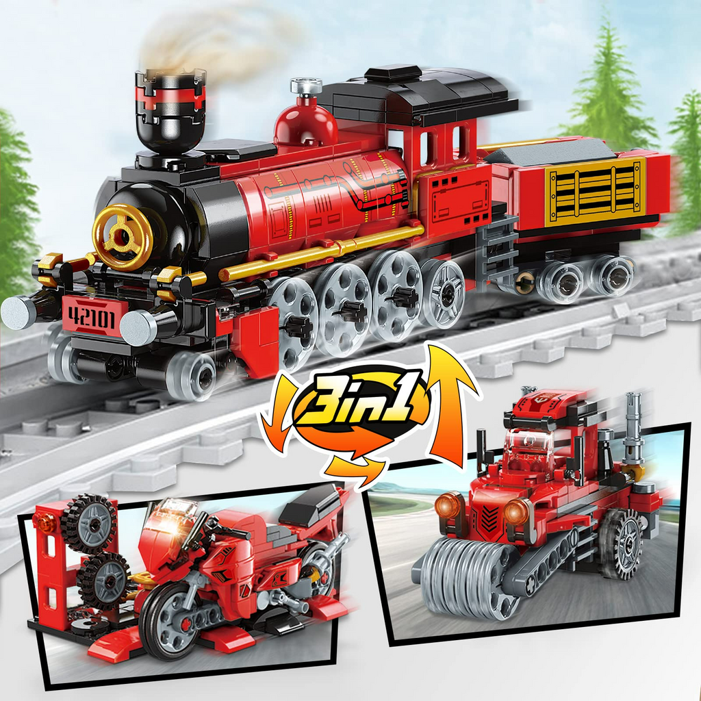 Red 3in1 City Train Building Block Set H91206