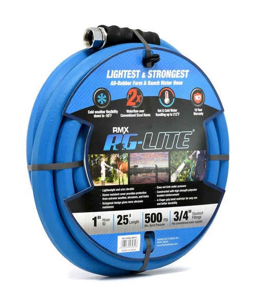1" x 25' 100% Rubber Garden Hose, 500 PSI, Pack of 2 W304105