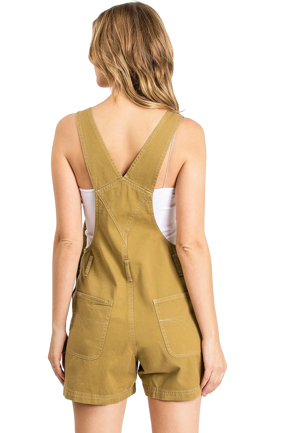 Mustard Twill Short Overalls F149