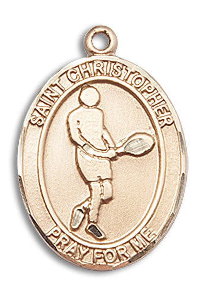 14kt Gold Filled St. Christopher Tennis Medal Pendant Necklace O9309