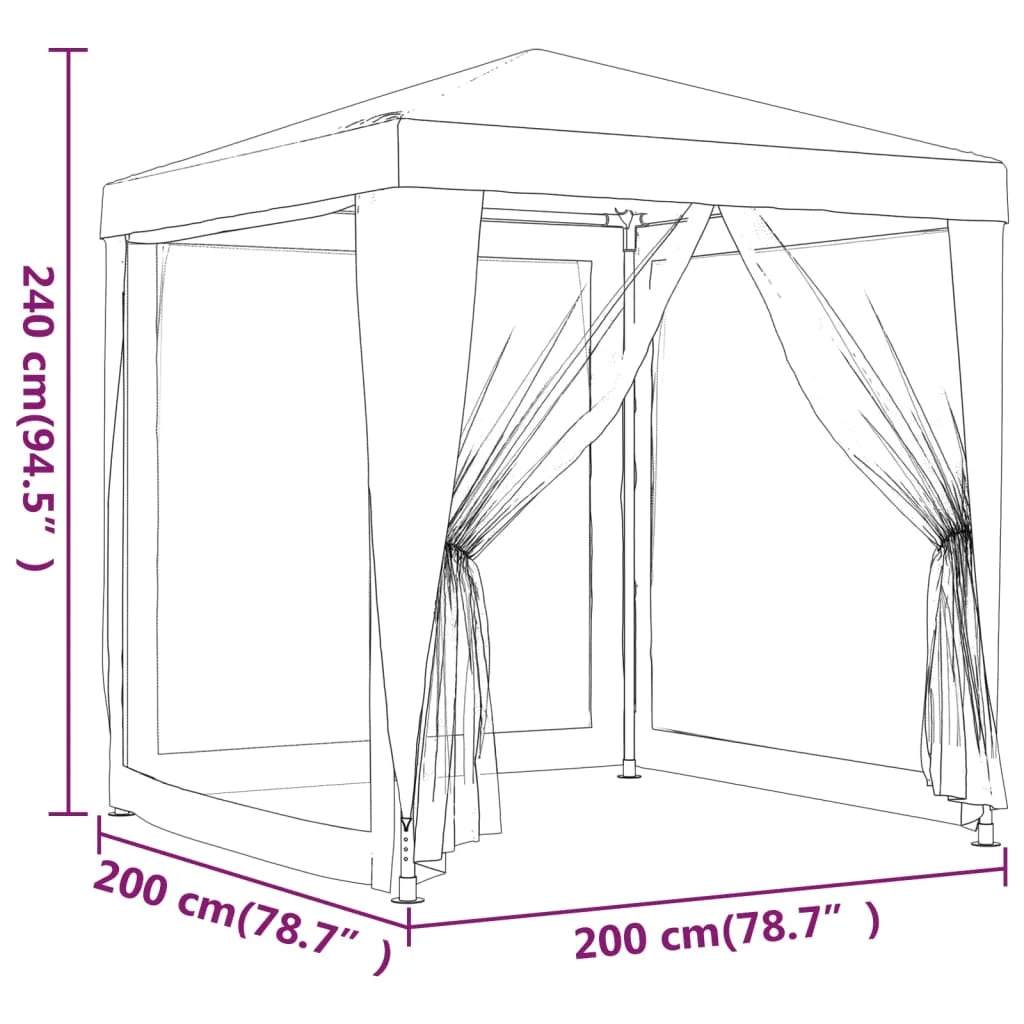 Red Party Tent with 4 Mesh Sidewalls 6.6'x6.6' HDPE G829057