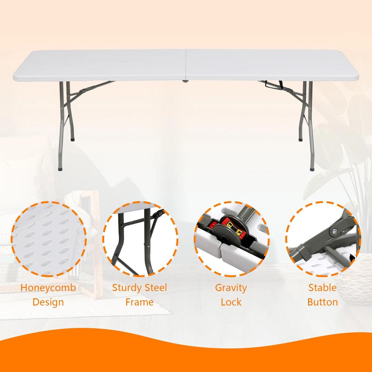 White 8ft Plastic Folding Table O656077