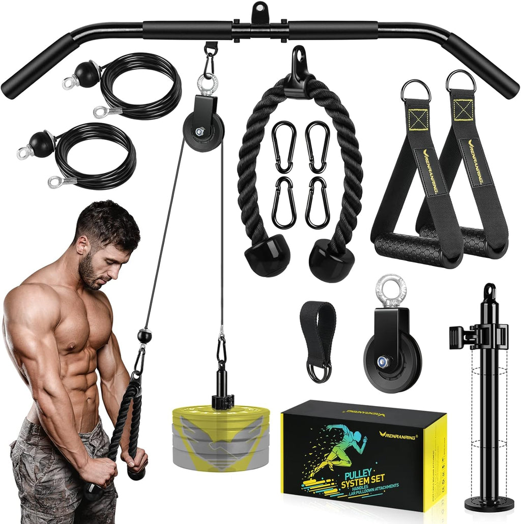 LAT Pull Down Cable Machine Attachments with Loading Pin, Handle and Tricep Rope N335112