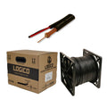 Black 1000ft Bulk RG59 Siamese Cable 20AWG+18/2 CCTV Camera Wire F1512