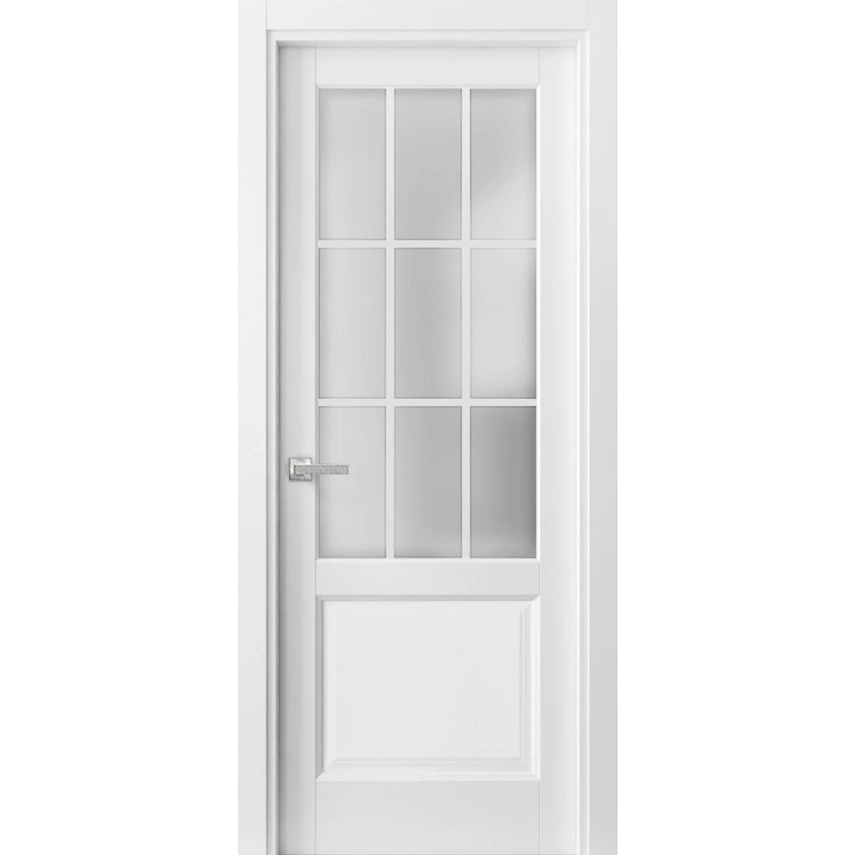 Solid French Door Frosted Glass 9 Lites 36 x 80 inches Q3596