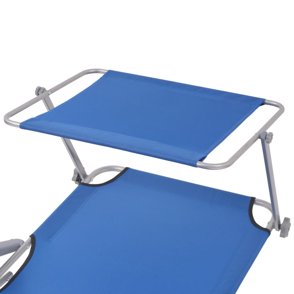 Steel Blue Sun Lounger with Canopy A3753