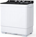 Semi-automatic Twin Tub Washing Machine with Built-in Drain Pump, White&Black W2356