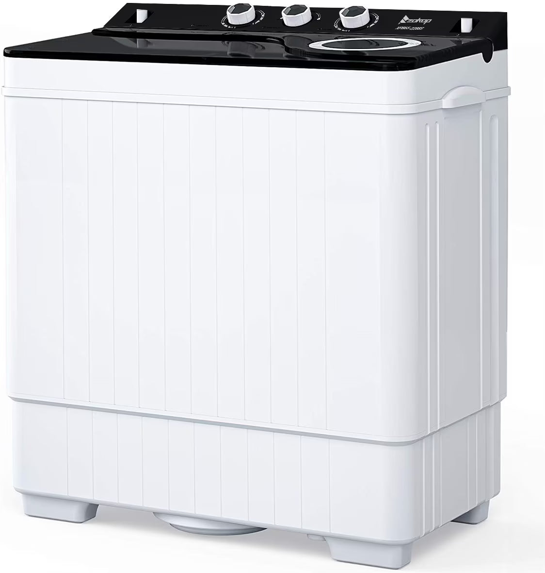 Semi-automatic Twin Tub Washing Machine with Built-in Drain Pump, White&Black W2356