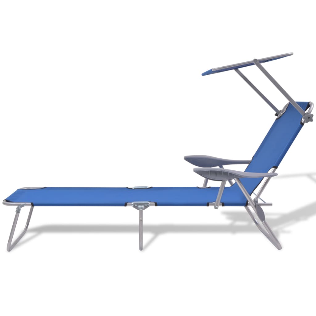 Steel Blue Sun Lounger with Canopy A3753