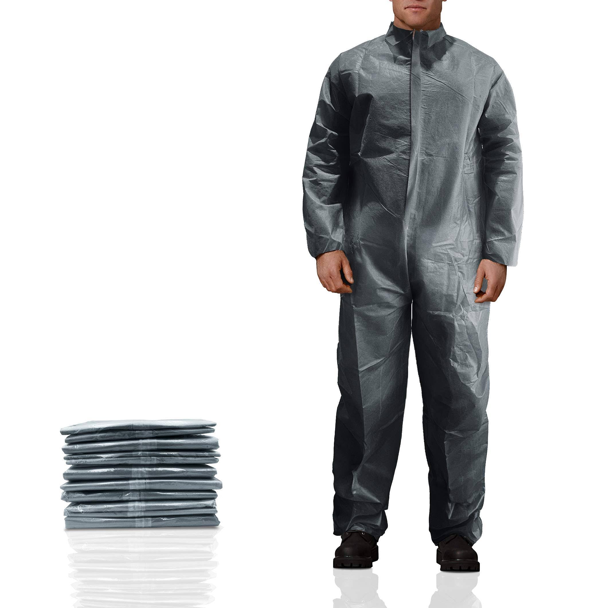 Pack of 25 Gray Adult Disposable Coveralls 100% Virgin Polypropylene 2XL W281