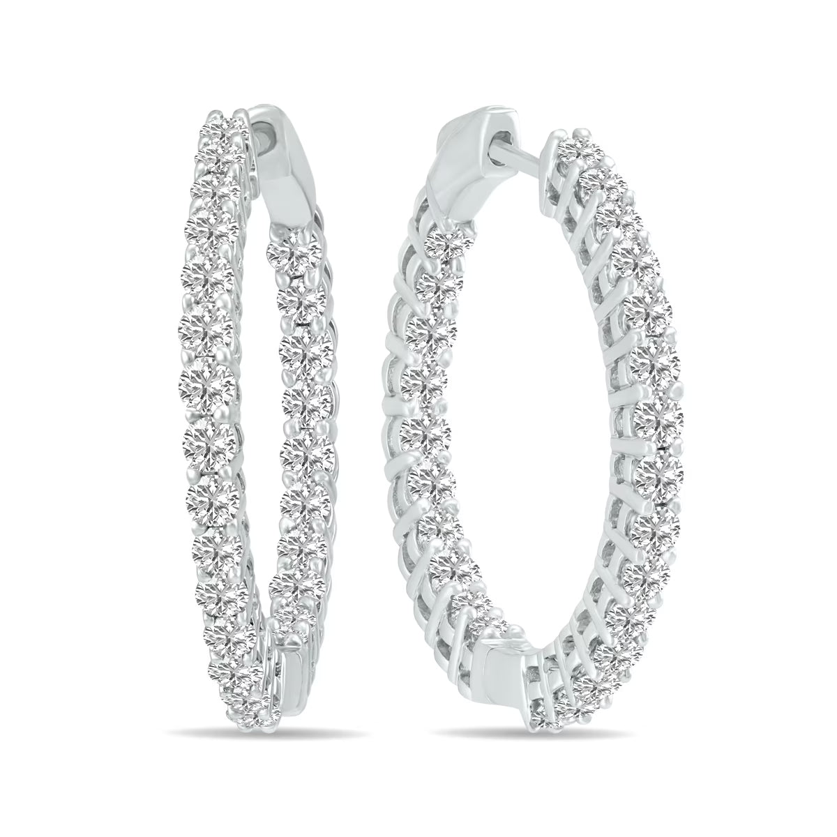 14K White Gold Diamond Hoop Earrings M49624