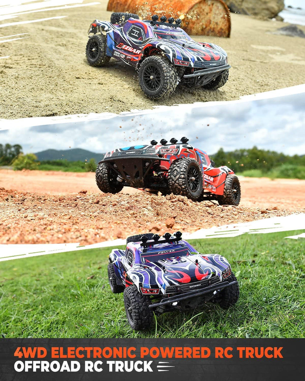 1:10 Scale 4WD Remote Control Monster Truck with 2 Rechargeable Batteries S2317
