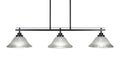 Matte Black 3 Island Light with 10 Frosted Crystal Glass Y993